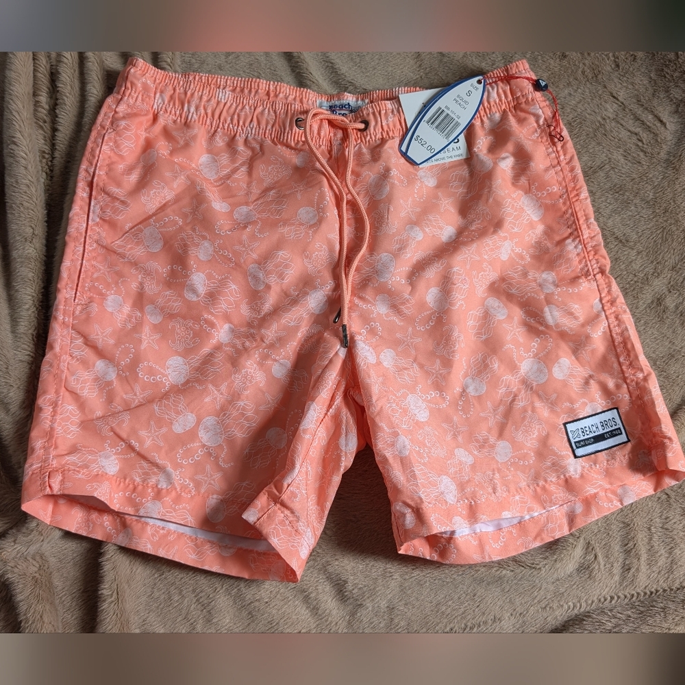 🌙 Beach Bros Squid Jellyfish Peach Swim Shorts